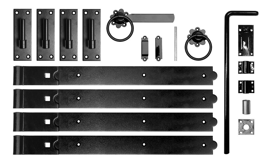 Gate fitting pack for double wooden gates