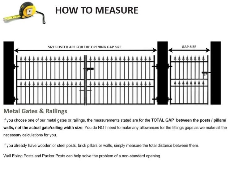 Metal Estate Gates Measuring Diagram