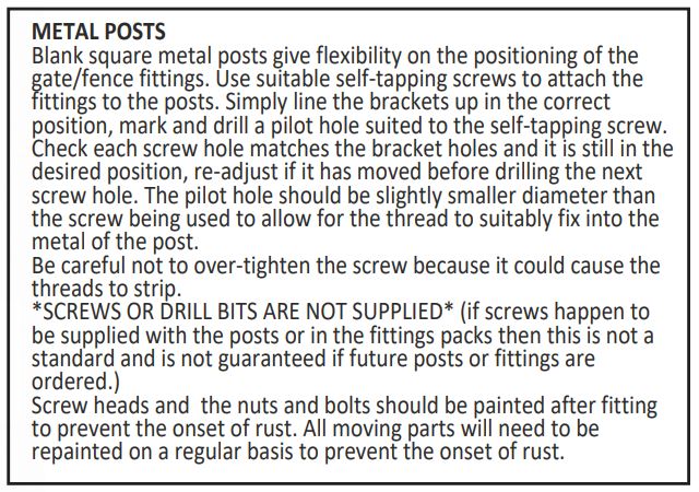 Universal metal post fitting guidelines