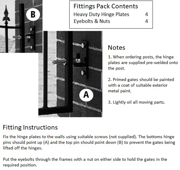 Heavy duty double gate hinges fitting diagram