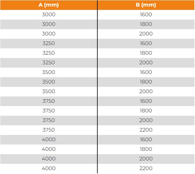 Sizing diagram for diagonal inflll