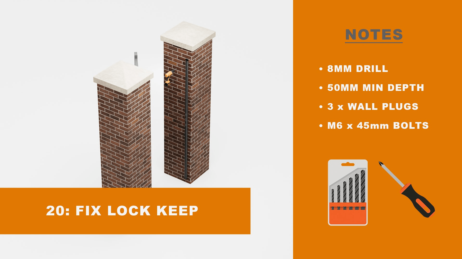 How to fit your aluminium pedestrian gate to brickwork - step 20