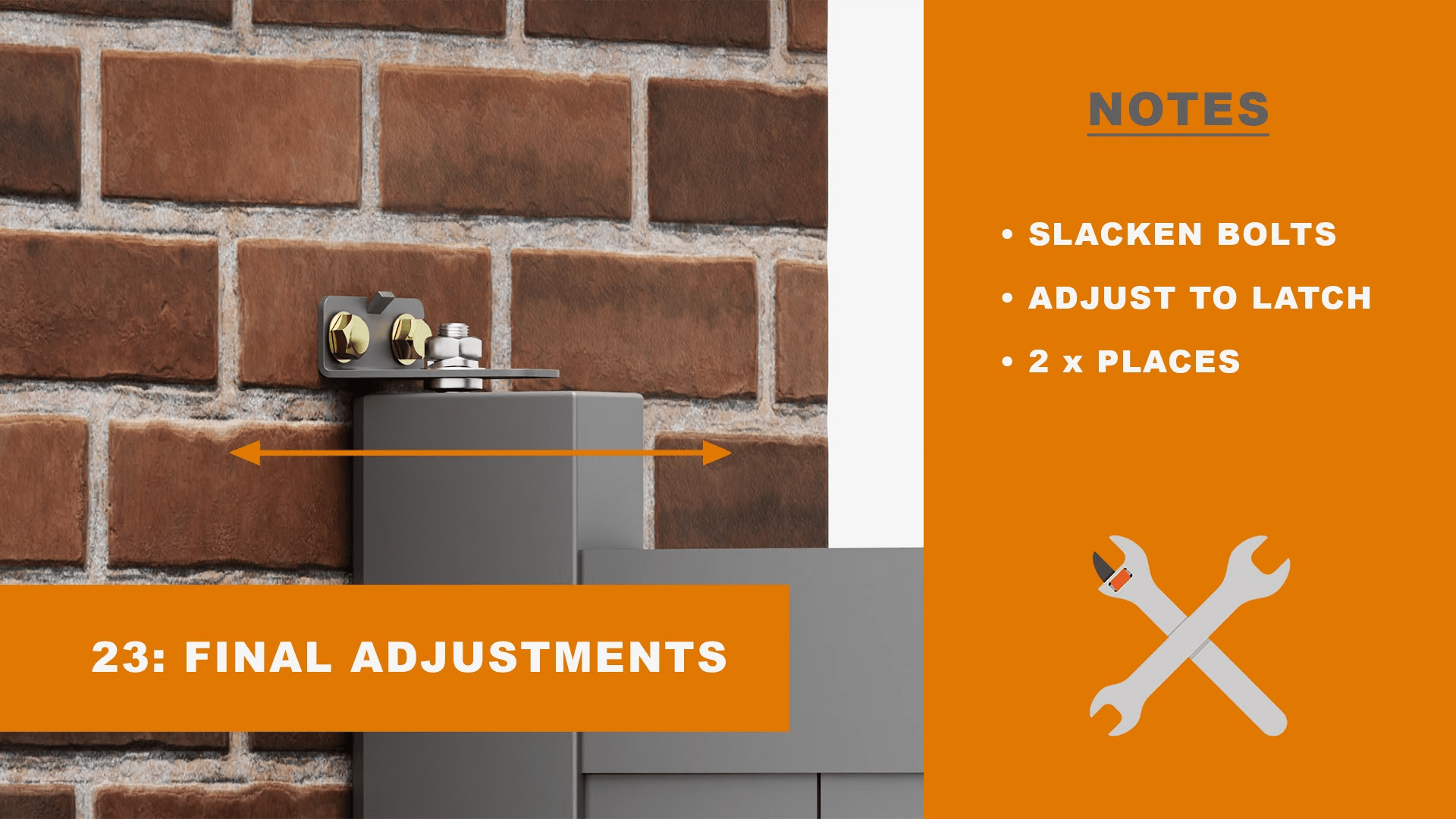 How to fit your aluminium pedestrian gate to brickwork - step 23