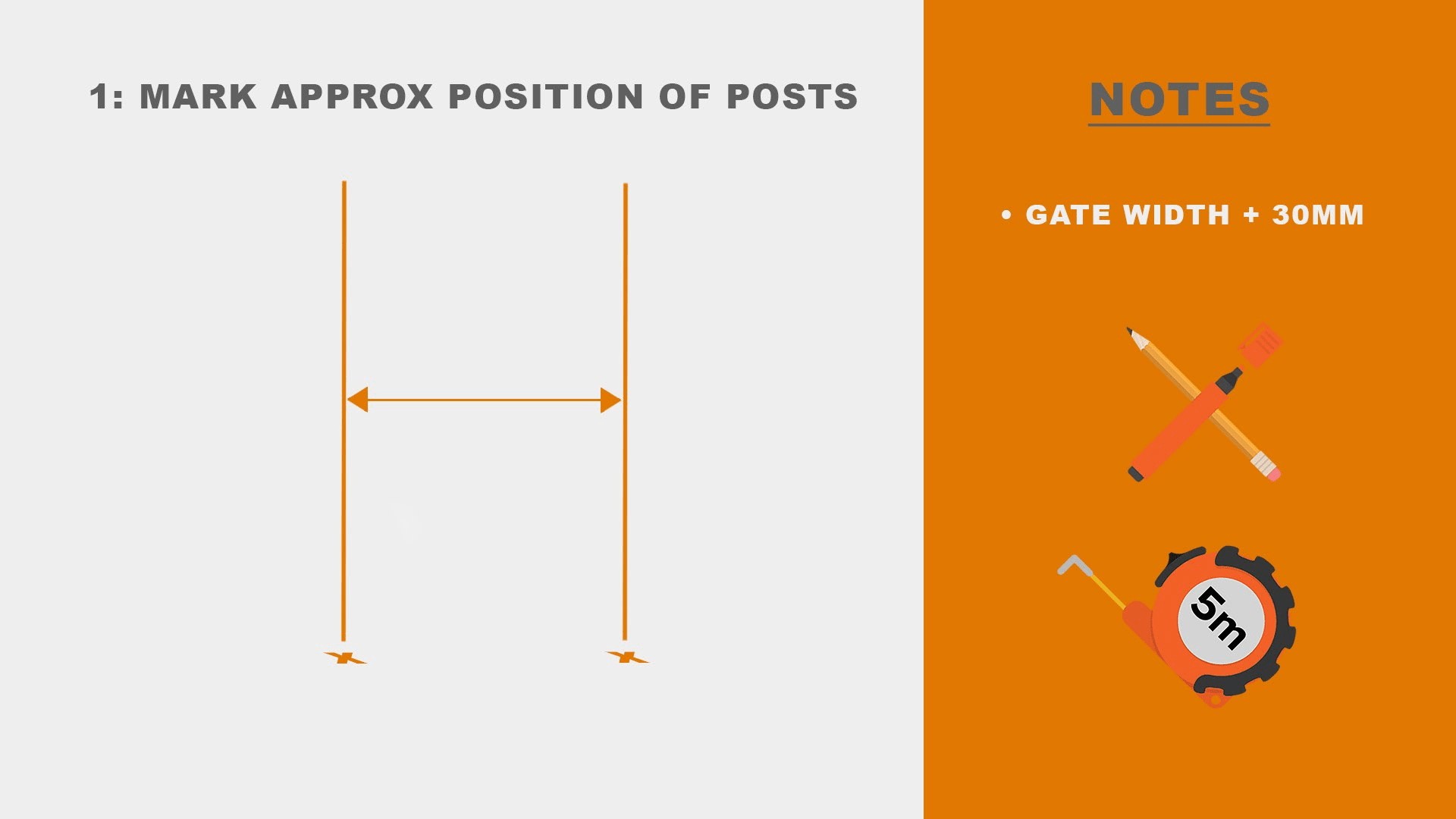 How to fit an aluminium pedestrian gate onto posts - step 1