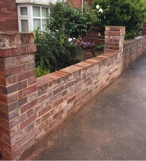 New brick wall built ready for railing installation