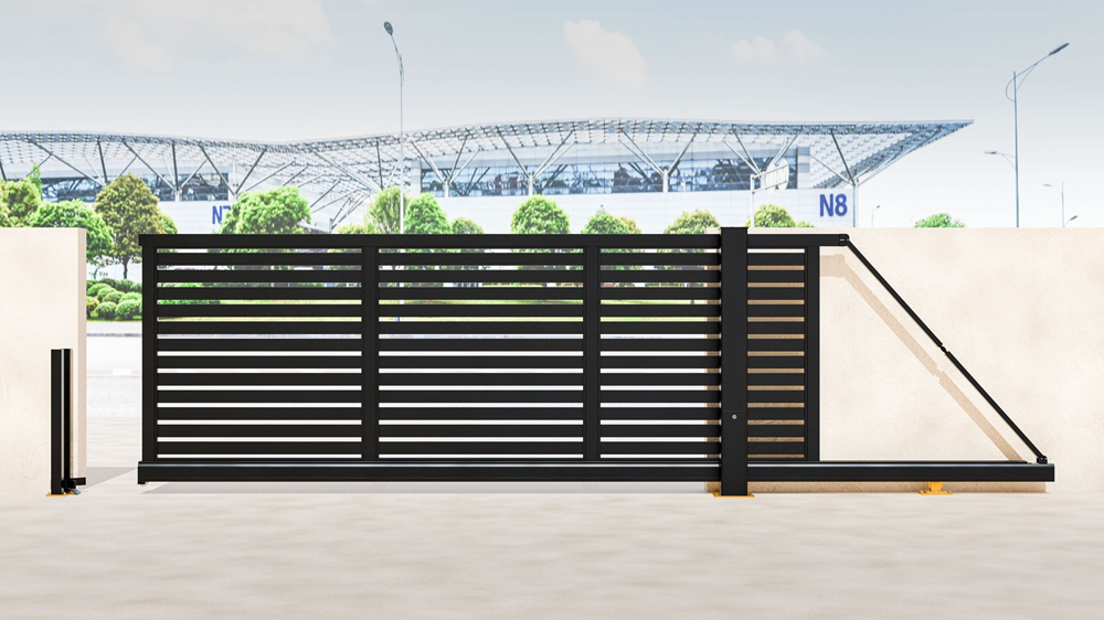 Cambridge aluminium cantilever sliding gate in black