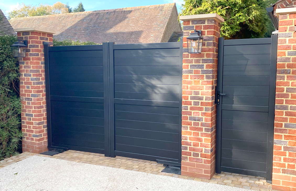 Aluminium gates fitted to front of property giving total privacy to the driveway