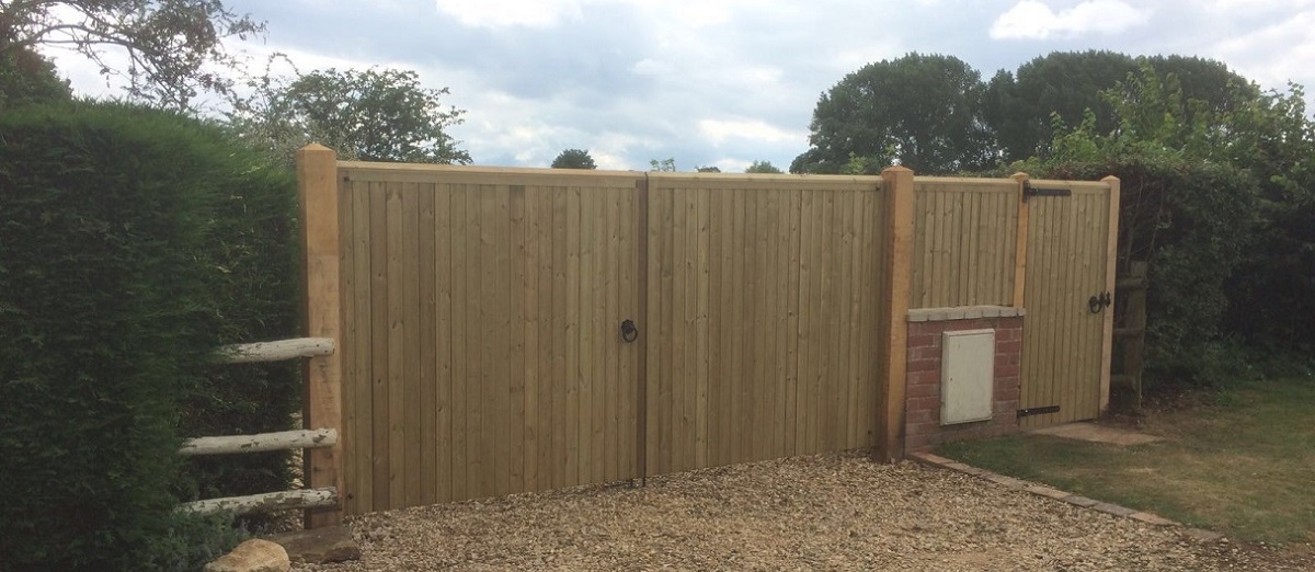 Pressure treated wooden driveway gates