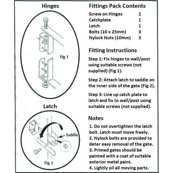 Fixed single gate hinge installation diagram