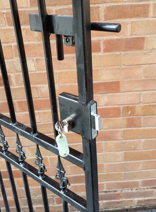 Corfe  security side gate fitted with a weld in lock