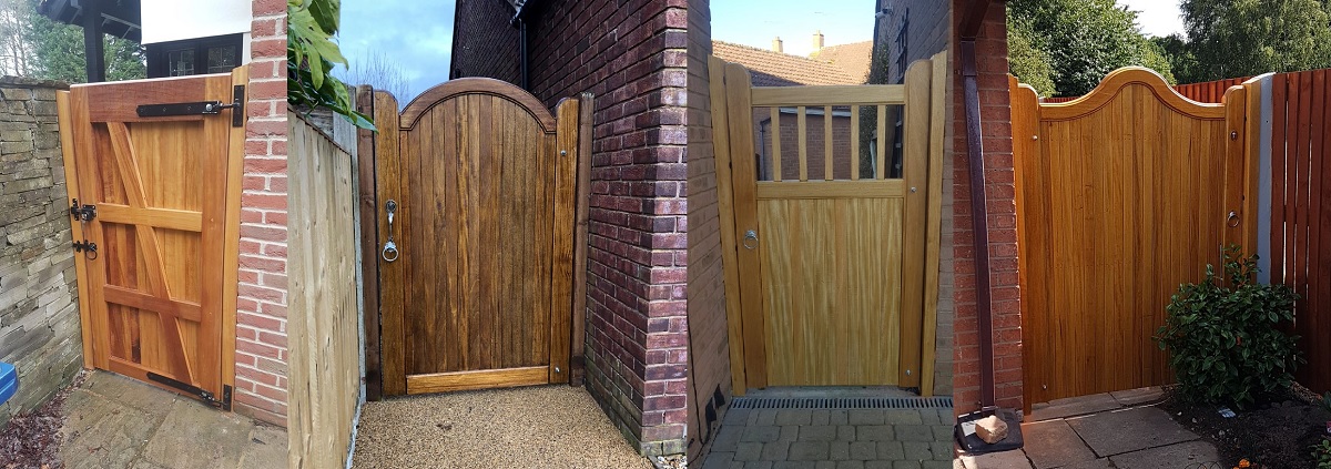 Handmade side gate designs in oak, idigbo and iroko