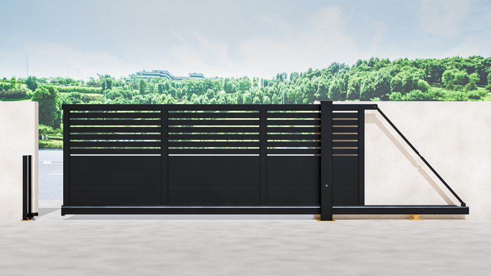 Harrow aluminium cantilever sliding gate in black