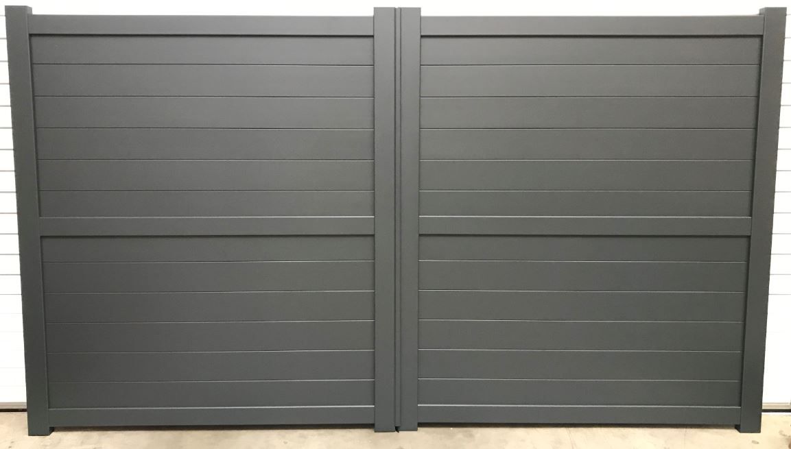 Horizontal board double aluminium gates with a modern design