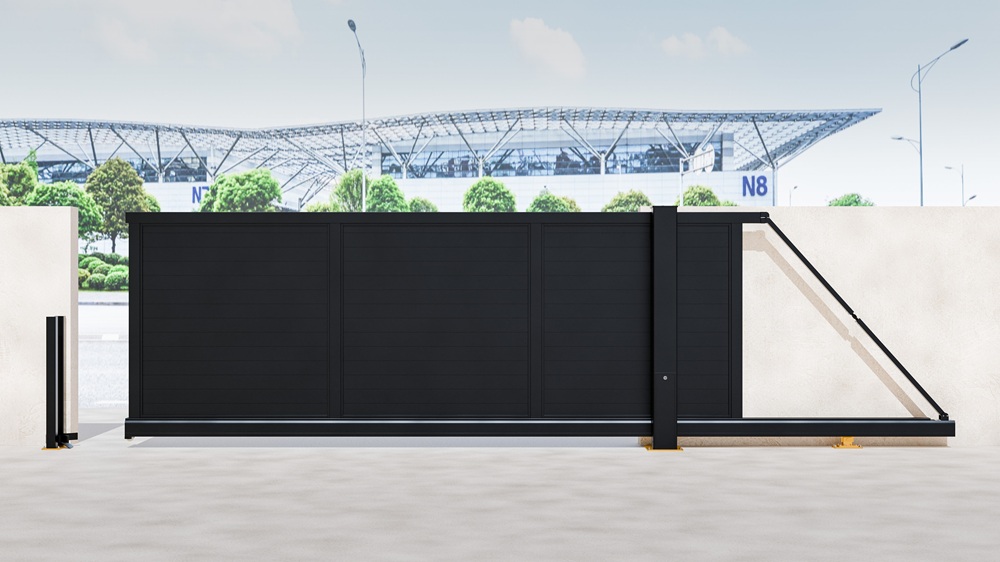 Kent aluminium cantilever sliding gate in black