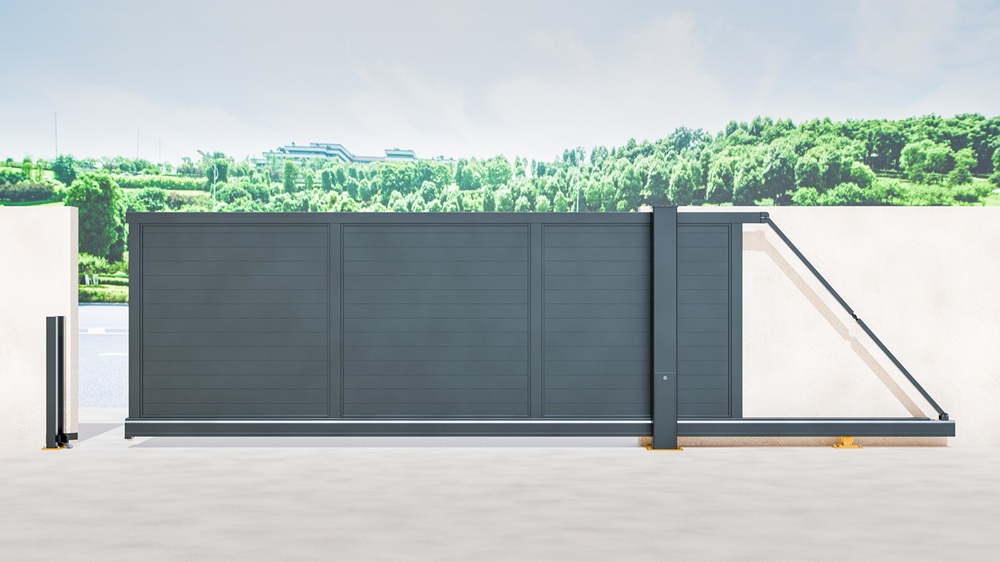 Kent aluminium cantilever sliding gate in anthracite grey
