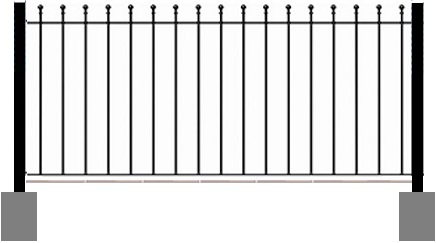 1 x Metal fence panel & 2 x metal post illustration