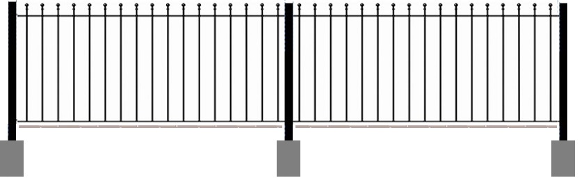 2 x Metal fence panels & 3 x freestanding metal posts 