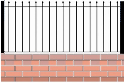 Metal railing measuring diagram using posts when no pillars are present