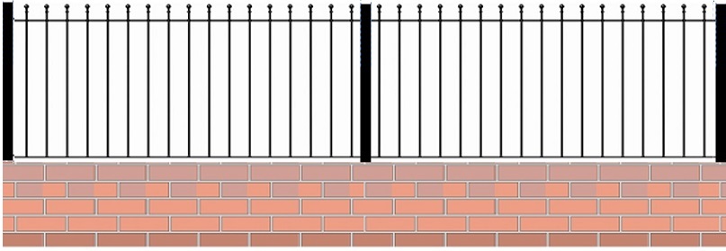 2 x metal railings and 3 x metal post ordering example - Installing with no brick pillars present