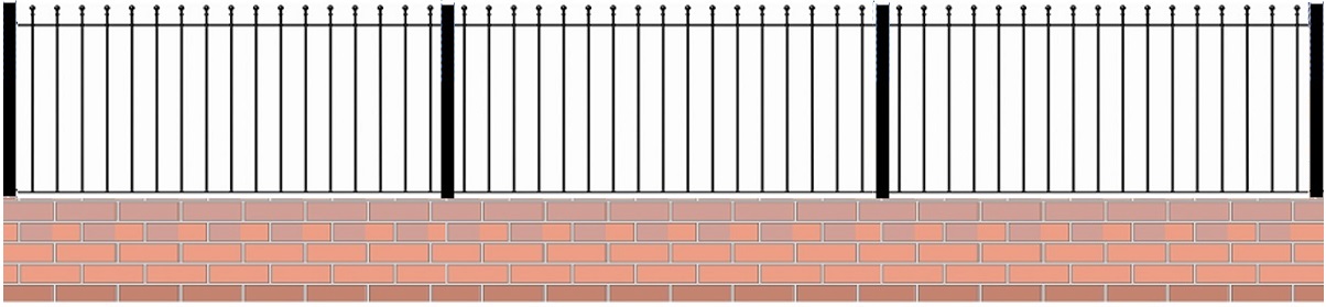 3 x metal railings and 4 x metal post ordering example - Installing with no brick pillars present