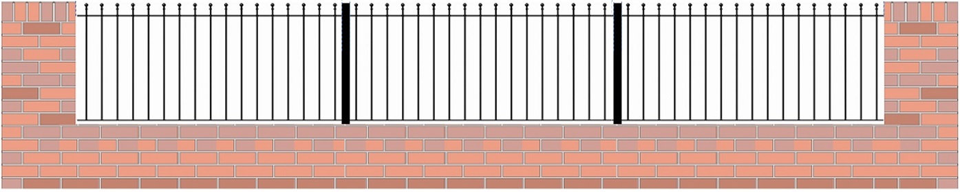 3 x metal railings and 2 x metal post ordering example - Installing between brick pillars