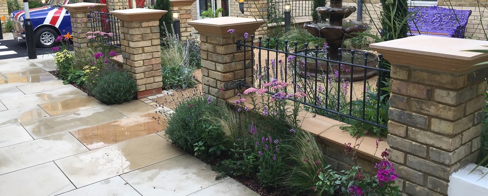 Metal railing installed into brick walls