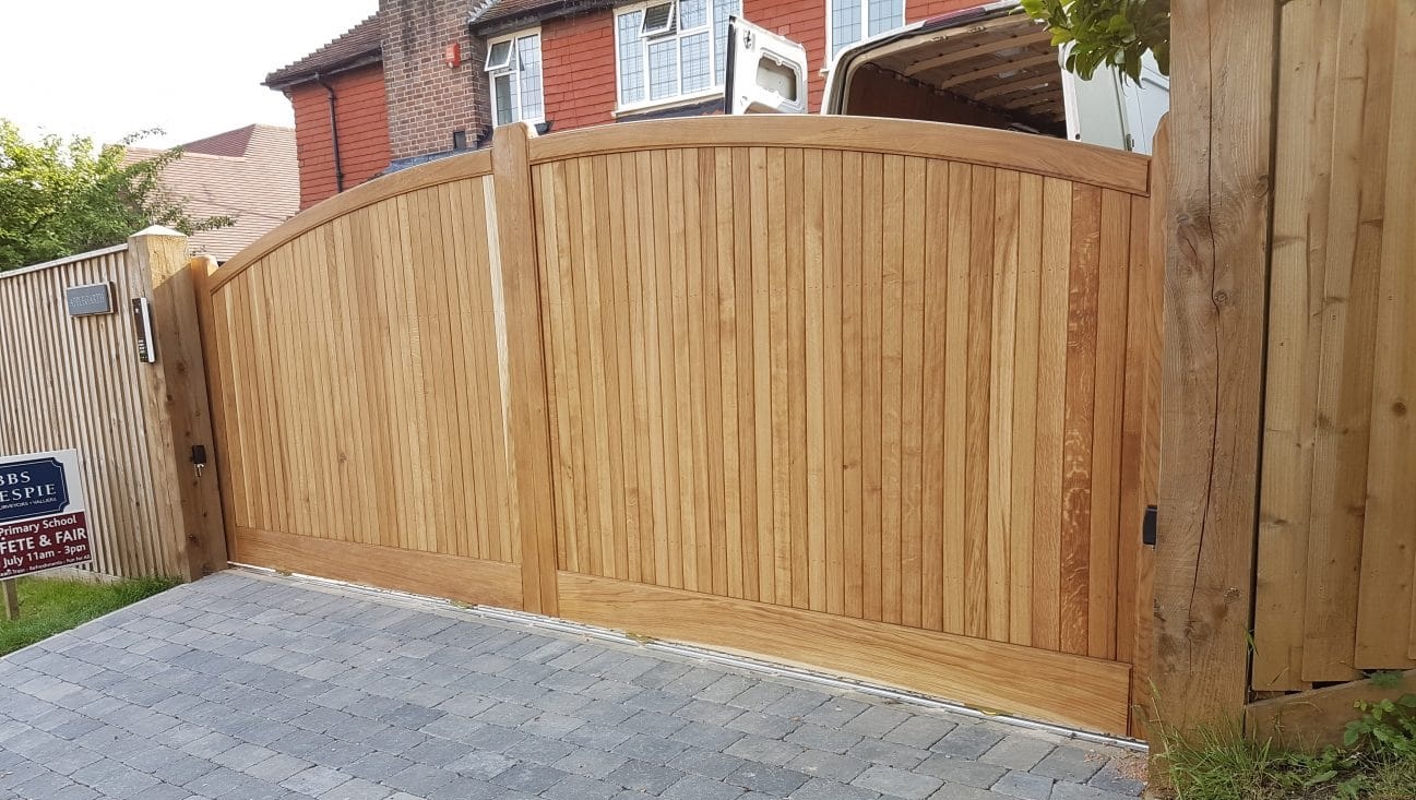 Oak arched driveway gates