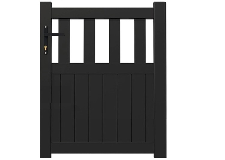 Oxfordshire vertical boarded with open pale section pedestrian gate powder coated in black