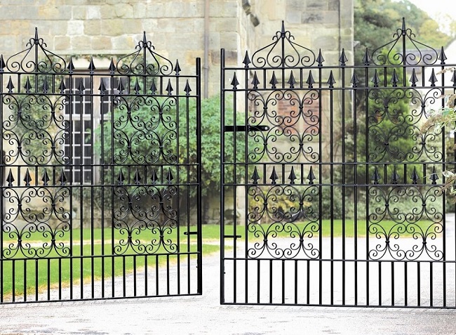 Royal monarch wrought iron double gates