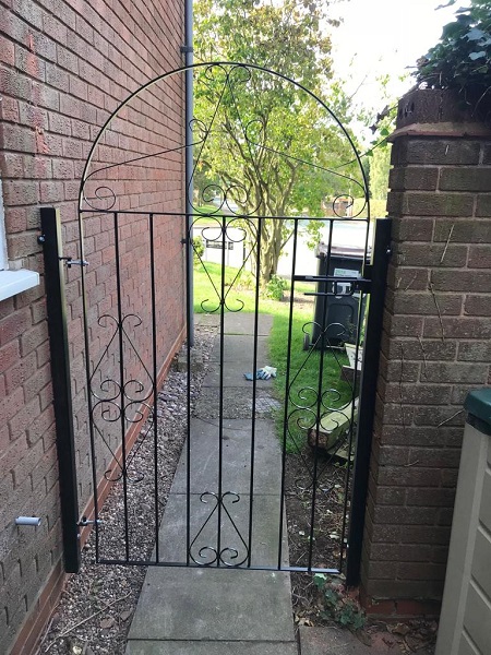 Winchester arched wrought iron side garden gate design
