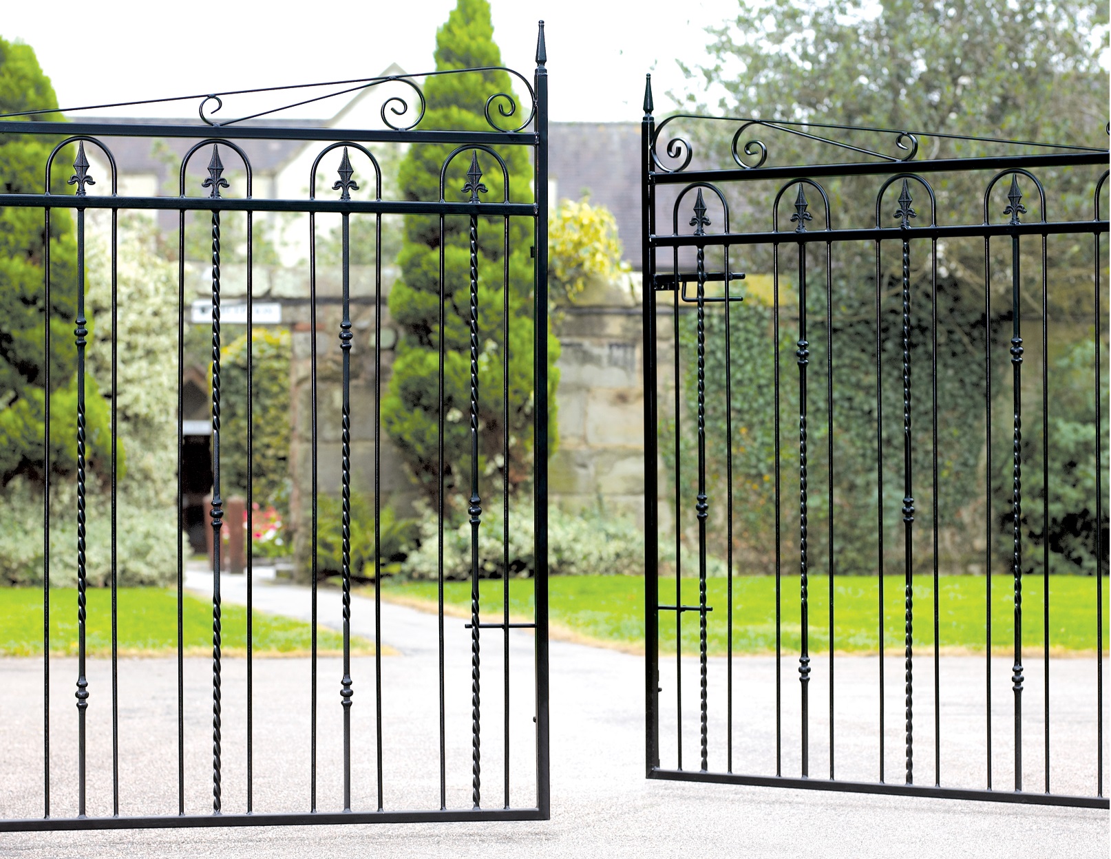 Windsor wrought iron semi ornate driveway gates